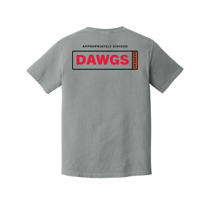 Appropriately Divided Dawgs and Barners Comfort Colors Granite T-shirt back mockup