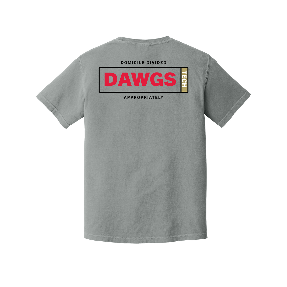Domicile Divided Dawgs and North Avenue Comfort Colors Granite T-shirt back mockup