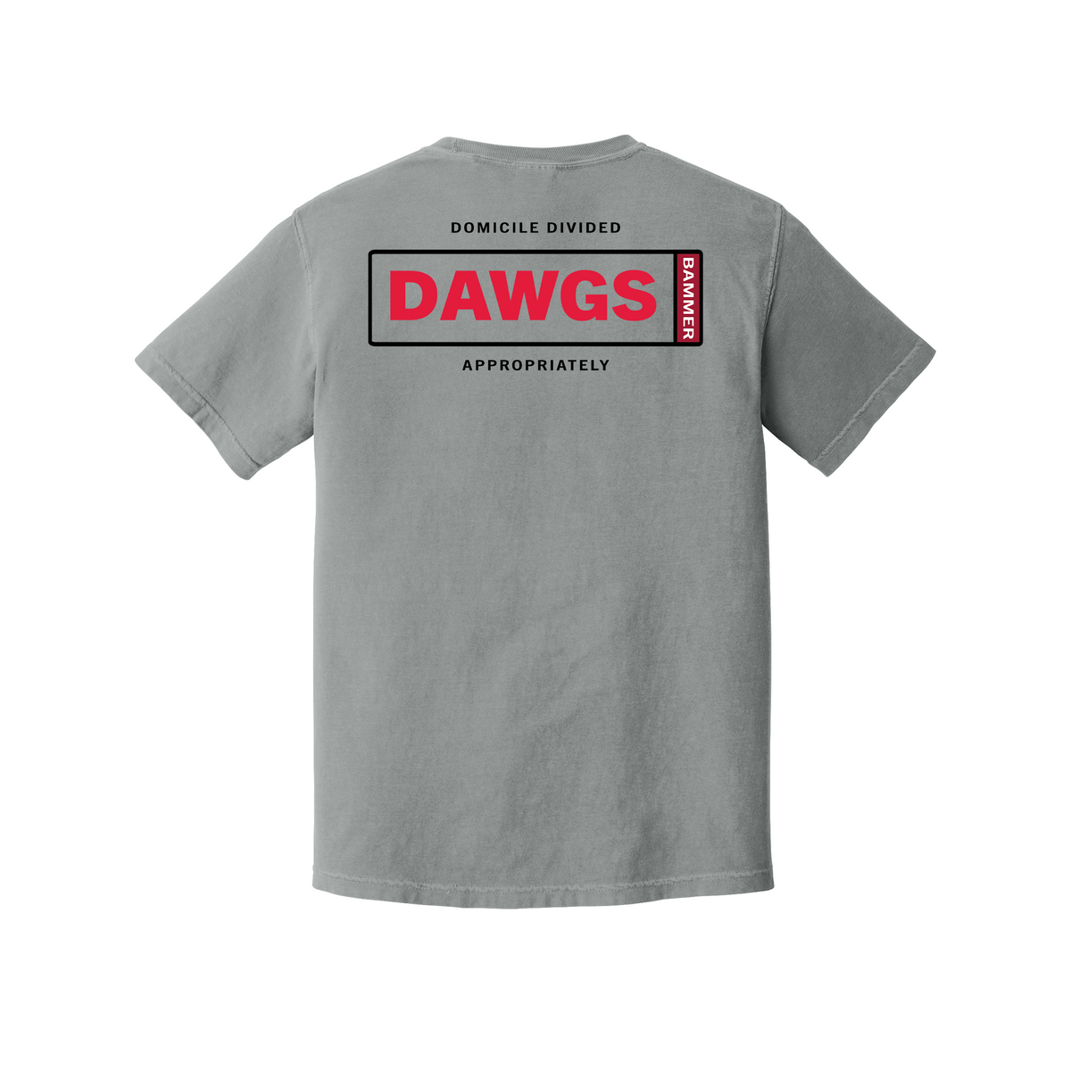 Domicile Divided Dawgs and Tuscaloosa Comfort Colors Granite T-shirt back mockup
