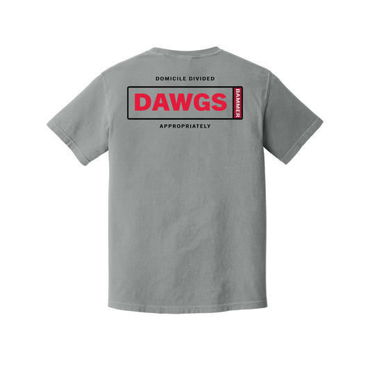 Domicile Divided Dawgs and Tuscaloosa Comfort Colors Granite T-shirt back mockup