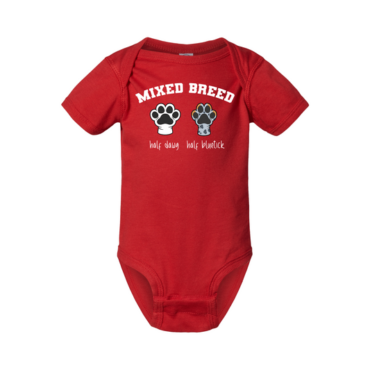Mixed Breed – Half Dawg Half Bluetick Baby Bodysuit
